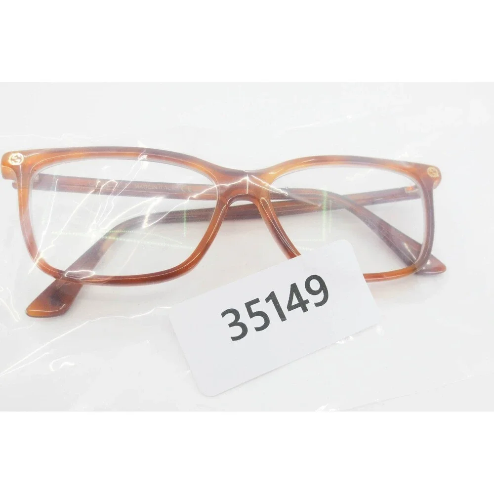 Gucci GG0094O 003 Tortoise Brown Rectangular Eyeglass Frames Made in Italy 52mm